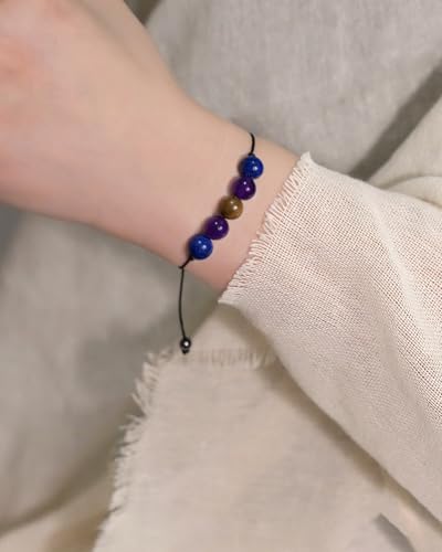yfstyle Crystal Healing Stones Bracelets for Women & Men - Amethyst Anxiety Protection Bracelets - Natural Gemstones Jewelry Gifts - color: Anxiety