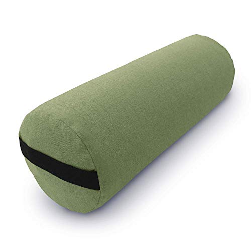 Bean Products Yoga Bolster - Made In The USA With Eco Friendly Materials - Round or Rectangular Support Cushions That Elevate Your Practice - Organic Hemp Cover - color: Cactus, size: Round