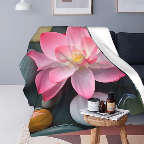 Zen Blanket Anti Pilling Throw Red Lotus Flower Bloom in Water Fleece Flannel Lightweight Cozy Bedspread Living Room Women Adults and Kids Bed Sofa 60"X50" - color: Zen2
