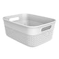 Life Story Medium Storage Basket, Decorative Plastic Home Organizer, Lightweight Versatile Tub with Built-In Handles, 10 Quart, White