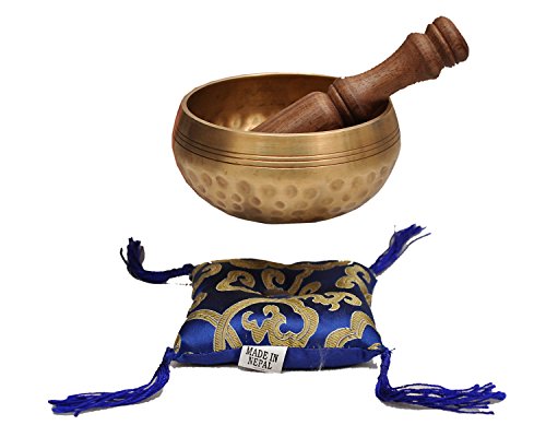 Nepalese Hand Hammered Tibetan Meditation Yoga Singing Bowl Set - with Traditional Design Fridge Magnet