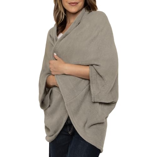 Cocoon Knit Shawl Scarf for Women, Soft Pashmina Poncho Wrap, Stylish Shawl and Scarf - color: Light Green