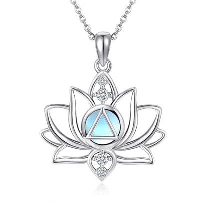 YAFEINI Flower Necklace S925 Sterling Silver Rose/Lotus/Tulip/Hibiscus Pendant Necklaces Flower Jewelry Gifts for Women Mom Wife - style: Lotus