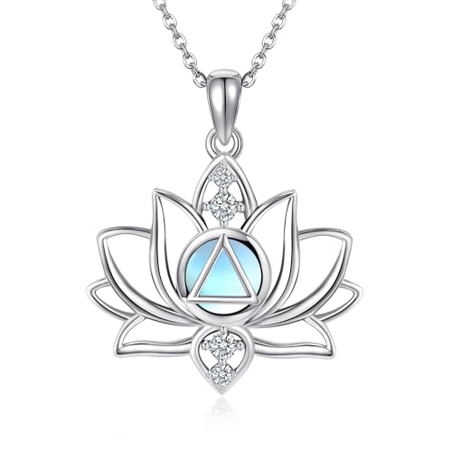 YAFEINI Flower Necklace S925 Sterling Silver Rose/Lotus/Tulip/Hibiscus Pendant Necklaces Flower Jewelry Gifts for Women Mom Wife - style: Lotus