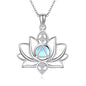 YAFEINI Flower Necklace S925 Sterling Silver Rose/Lotus/Tulip/Hibiscus Pendant Necklaces Flower Jewelry Gifts for Women Mom Wife - style: Lotus