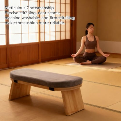 Luqeeg Meditation Bench, Wooden Folding Kneeling Zen Meditation Stool with Cushion Ergonomic Forward Tilt Yoga Stool Prayer Bench for Relaxation Tea Ceremony Home 17.3x7.5x6in