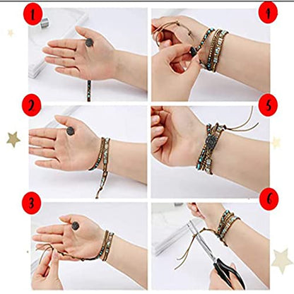 Boho Handmade Natural Stone Wrap Jasper Agate Bracelets Crystal Beads Bracelet Jewelry - color: Color12