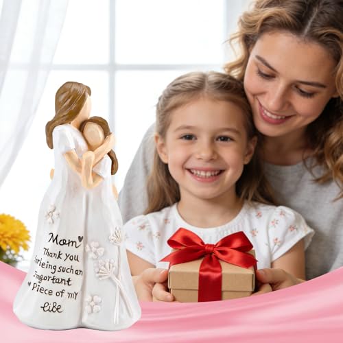 Mom Gifts from Daughter, Mother Daughter Figurine, Hand-Painted Resin Sculpture, Meaningful Birthday Mothers Day Valentines Day Gift, Home Decor Keepsake (Mother Daughter Hug) - color: Mother Daughter Hug Figurine