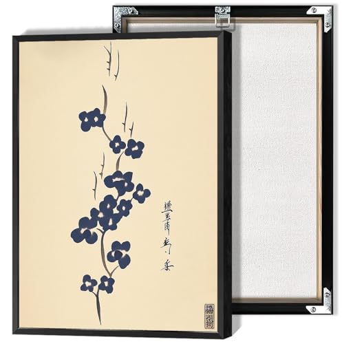 Vintage Japanese Floral Poster Taguchi Tomoki Canvas Wall Art Japan Abstract Flowers Graphical Asian Oriental Prints Painting For Home Bedroom Dorm Wall Decor 24x36in Framed - color: Floral 002, size: 24"L x 36"W