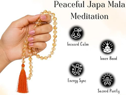 Amazing Gemstone Citrine Mala Beads - 108 Prayer Beads for Meditation and Mindfulness Practice, Handcrafted Mala Beads with Natural Gemstones for Spiritual Healing and Relaxation (Plain) - color: Citrine, style: Plain
