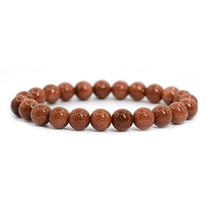 Justinstones 8mm Round Beads Stretch Bracelet 7 Inch Unisex - color: Goldstone