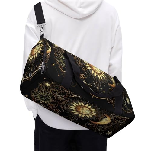 Sun Crescent Moon Stars Astrology Tarot Cards Large Capacity Portable Fitness Bag, Easy to Carry - color: Sun Crescent moon stars astrology tarot cards