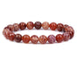 Keleny Gem Semi Precious Gemstones 8mm Natural Quartzite Stone Round Beads Crystal Stretch Bracelet 7 Inch Unisex - color: Red Crab Fire Agate