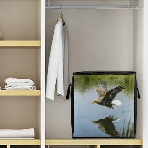 Eagle Storage Bag Portable Closet Organizer Storage Bags Quilt Storage Bags with Zippered Breathable Storage Bag with Carry Handles for Blanket Pillow Bedding