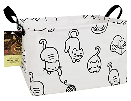 Rectangle Storage Basket Cute Canvas Organizer Bin for Pet/Children Toys, Books, Clothes Perfect for Rooms/Playroom(REC-Black cat) - color: REC-Black cat