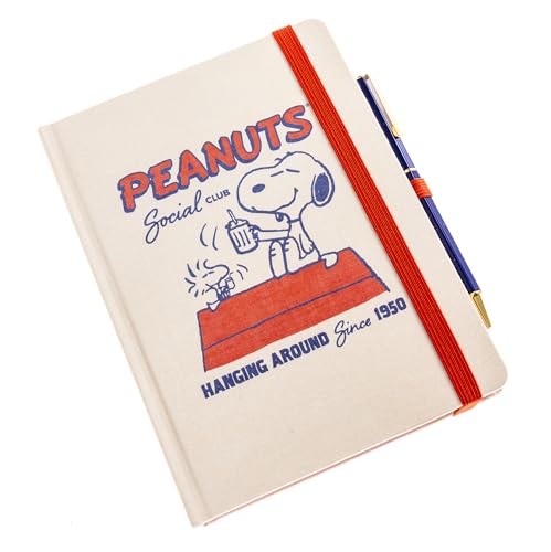 Graphique Peanuts Social Club Journal Plus Pen, Hardcover Lined Diary Notebook for Writing, 160 Pages, 6” x 8”