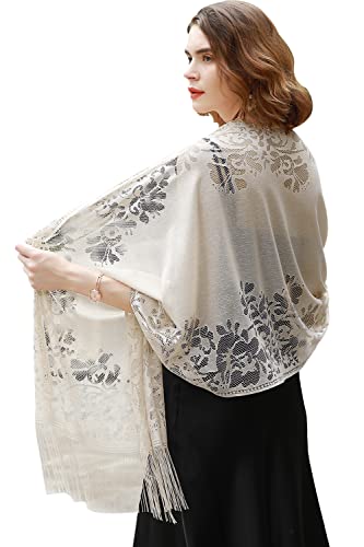RIIQIICHY Shawls and Wraps for Evening Dresses Scarfs for Women Pashmina Wedding Formal Shawl - color: Beige-1