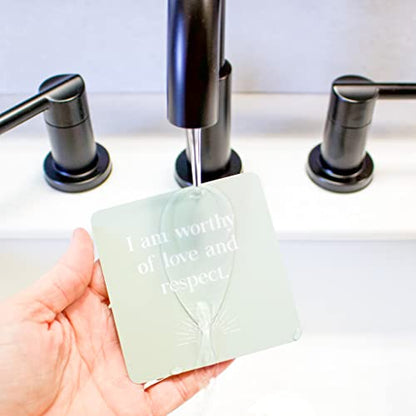 Shower Affirmation Cards Waterproof (Set of 20, 3.5" x 3.5") | Daily Affirmation Cards for Women w/Zipper Bag | Positive Affirmations Cards for Shower or Mirror | Affirmations for Women