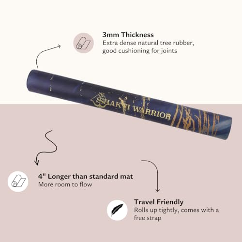 Shakti Warrior Suede yoga mat - Premium Printed Natural Eco-friendly Non-Slip Mat Great for Hot Yoga, Pilates, Workouts (72 inch x 24 inch x 3mm thick)