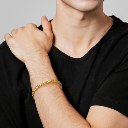 14K Gold Bracelet for Women 14K Gold Bracelets for Women Trendy Womens Link Bracelets Wide Mesh Design Mens Bracelet - size: 9