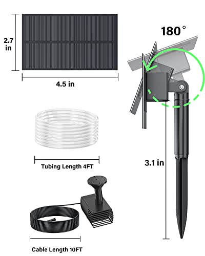 Biling Solar Water Fountain Pump, Solar Bird Bath, Outdoor with Tubing, Solar Powered Fountain Pump for Pond BirdBath, Garden, Pool, Fish Tank,Backyard - size: 1.5W