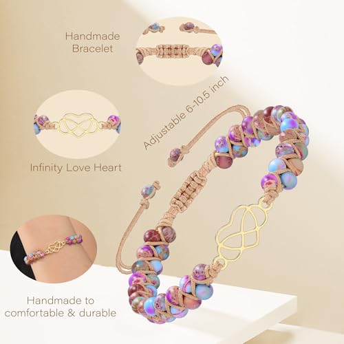 Gifts for Daughter Granddaughter, To My Mom Grandma Wife Girlfriend Sister Jasper Heart Bracelets Birthday Graduation Anniversary Christmas Stocking Stuffers Valentines Mothers Day Jewelry - style: 8.Gift To My Sister: Infinity Heart