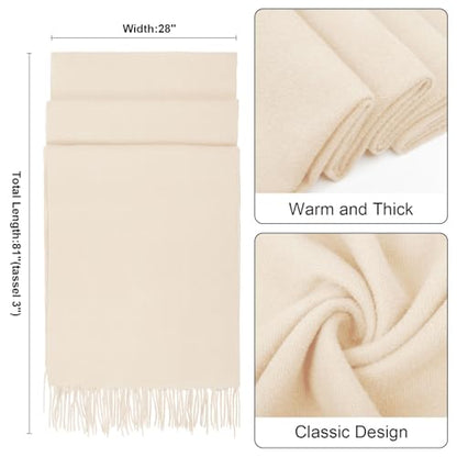 Winter Scarf for Women Pashmina Shawls and Wraps for Evening Dresses Wedding Party Bridesmaid Warm Long Scarves Shawl - color: A-beige