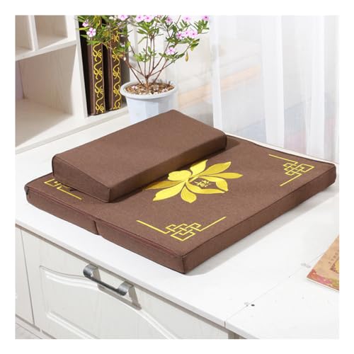 Portable Foldable Meditation Cushion Mat Set with Washable Cotton Linen Cover, Larger Thick Yoga Mat Bolster Floor Pillows Seating for Adults Meditation Accessories coffee1-70cm - color: Coffee1, size: 70cm