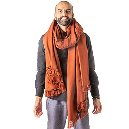 Meditation Shawl or Meditation Blanket, Shawl/Wrap, Oversize Scarf/Stole. Large. Unisex. - color: Brown Rust