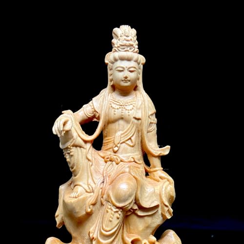 Antique Bodhisattva Statue Accents Zen Meditation Wood Sculpture Decor for Living Room Spa Or Yoga Studio Centerpiece Books Living Room Bedroom Ornament
