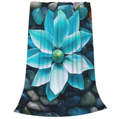 Zen Blanket Anti Pilling Throw Blue Lotus Flower Bloom in Water Fleece Flannel Lightweight Cozy Bedspread Living Room Women Adults and Kids Bed Sofa 60"X50" - color: Zen3
