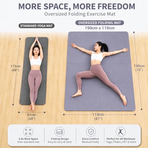 TPE Yoga Mat with Hanging Holes, Wall Mount Workout Mat, Shock Absorbent Fitness Pad for Home Gym, Pilates & Meditation - color: purple foldable