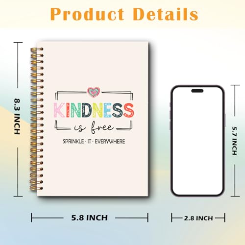 JINYO Inspirational Kindness Quote Notebook, Kindness Gifts, Kindness Is Free Sprinkle It Everywhere Motivational Notebooks for Women Men, Positive Affirmations Journal, Spiral Notebook 5.5x8.3 Inch - color: white Kindness Notebook