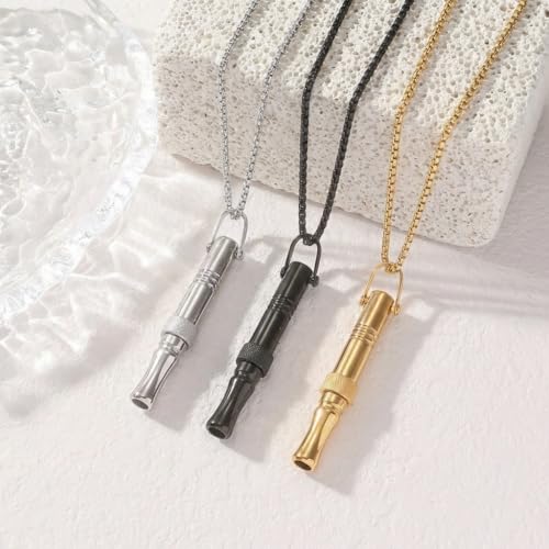 Breathing Easy Necklace, Mindfulness Breathing Stainless Steel Pendant for Stress Relief, Anxiety Management & Smoking Cessation Aid, Intricate Engraving for Men Women - color: Cylindrical Rotating Fidget Ring-Black