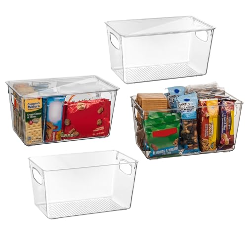 ClearSpace Plastic Pantry Organization and Storage Bins with Lids – Perfect Kitchen Organization or Kitchen Storage – Fridge Organizer, Refrigerator Organizer Bins, Cabinet Organizers - size: 10"L x 6"W x 5"H