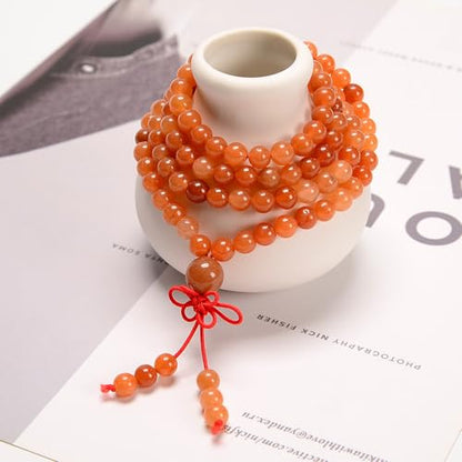 AD Beads 6mm Natural Healing Gemstones Buddhist 108 Prayer Mala Stretchy Bracelet Necklace - color: Yellow Aventurine