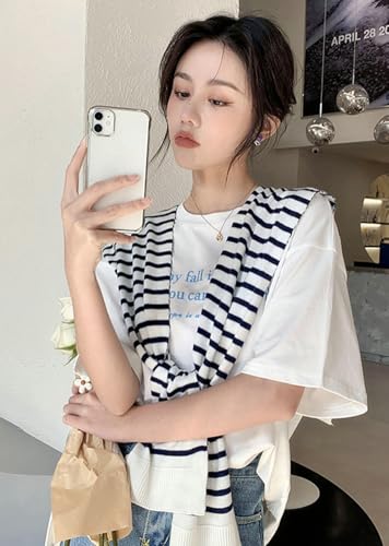 Womens Striped Pashmina Shawls and Wraps Knitted Sweater Casual Shawl Wraps Scarf Cardigan Cape Coverup Shoulder Top