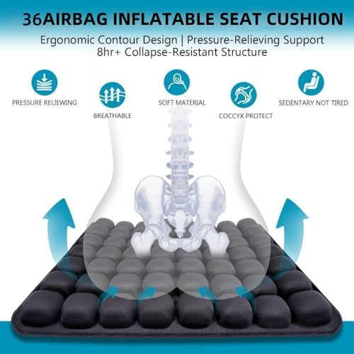 Travel Cushion Airplane Seat,Airplane Seat Cushion for Long Flights,Suppress Inflatable Seat Cushion,for Wheelchair,Car,Office (36 Air Bag) - size: 36 Air Bag