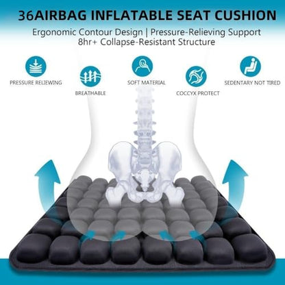 Travel Cushion Airplane Seat,Airplane Seat Cushion for Long Flights,Suppress Inflatable Seat Cushion,for Wheelchair,Car,Office (36 Air Bag) - size: 36 Air Bag