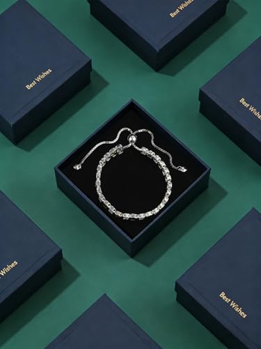 Birthstone Bracelets for Women, Sterling Silver Tennis Bracelets Emerald Cut Bezel Set with Adjustable Chain, Elegant Anniversary, Birthday or Valentine's Day Gift - color: 08-Aug-Peridot