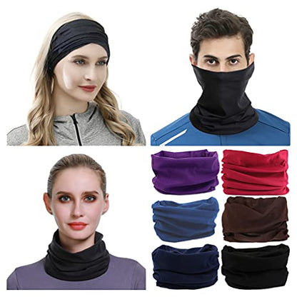 Headband Neck Gaiter Head Wrap Headwear Face Mask Magic Scarf Bandana for Men and Women - color: 6pc.solid Color Series.3