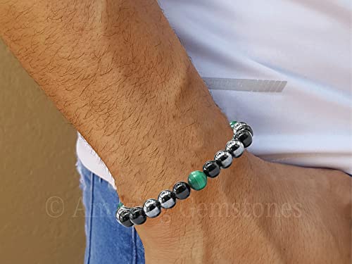 Amazing Gemstone Cancer Fighter Bracelets - Malachite Hematite Black Tourmaline Bracelet Set for Men Women Healing Crystal Gifts for Breast, Lung, Bowel, Prostate Cancer - color: Cancer Fighter