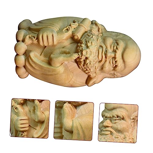 Bodhidharma Hand-Carved Wooden Statue Ornament Yellow Birch Material Zen Decor for Home Office Unique Desktop Figure for Meditation Spaces