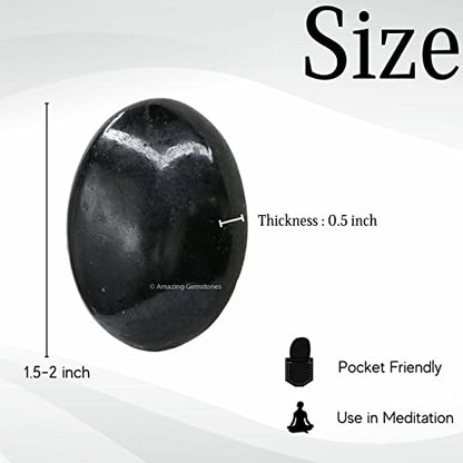 Black Tourmaline Crystals and Healing Stones - Large Palm Stone Crystals Piedra - Crystal for Good Luck, Positive Energy, Meditation - Unique Stocking Stuffers and Birthday Gifts for Women, Men - color: Black Tourmaline (Mental)