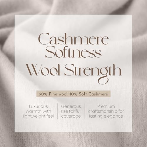 Velanio Cashmere Luxury Knitted Wrap Travel Shawl Scarf, Pashmina Stole, All-Season Scarf for Women Cashmere Wool Blend - color: Seoul Beige