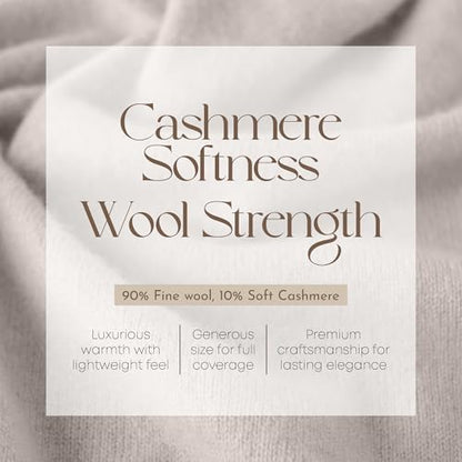 Velanio Cashmere Luxury Knitted Wrap Travel Shawl Scarf, Pashmina Stole, All-Season Scarf for Women Cashmere Wool Blend - color: Seoul Beige