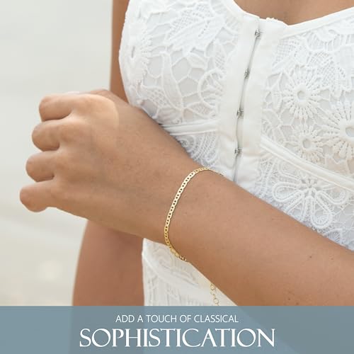 KISPER 18K Gold Plated 925 Sterling Silver Chain Bracelets for Women, Waterproof Tarnish Resistant, Curb/Rope/Figaro/Mariner Link Bracelet, 6.5, 7, 8, 9 Inch - size: 8 inches (Medium), style: Mariner
