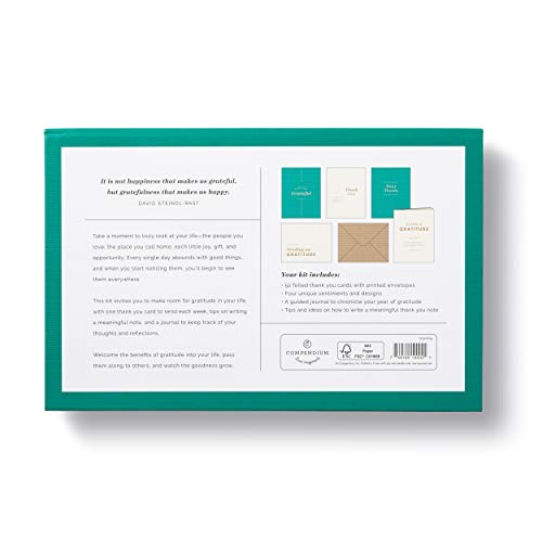 A Year of Gratitude Card Kit by Compendium - A Gratitude Note Card Kit to Inspire 52 Weeks of Giving Thanks - color: Green & Cream: A Year of Gratitude
