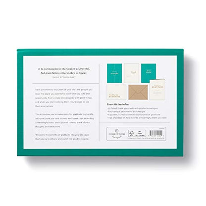 A Year of Gratitude Card Kit by Compendium - A Gratitude Note Card Kit to Inspire 52 Weeks of Giving Thanks - color: Green & Cream: A Year of Gratitude