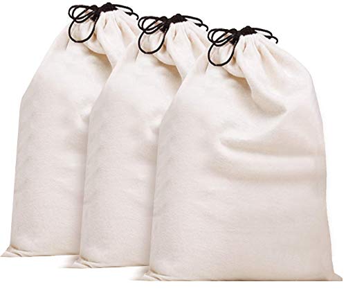 MISSLO Cotton Breathable Dust-proof Drawstring Storage Pouch Bag (Pack 3 L) - size: L